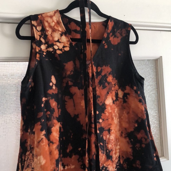 Black Desert Hand Dyed Linen Tent Dress with Pockets Tie Belt Small Batch Dye - Picture 4 of 10